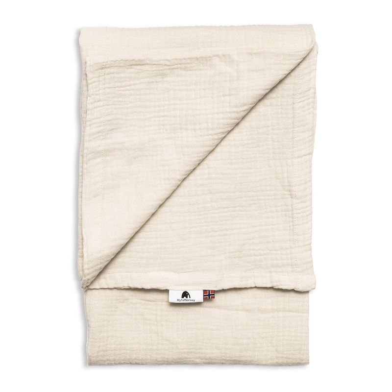 Teppe med navn i myk musselin - VELG FARGE